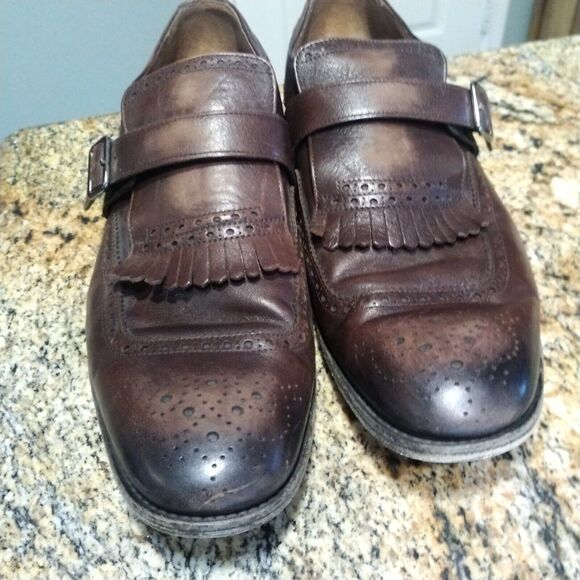 PRADA Brogue Leather Fringe Kiltie Perforated Monk Strap Oxfords Men's Sz 8.5 - Picture 6 of 12